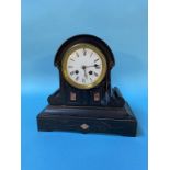 A Victorian slate mantle clock