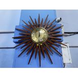 An Anstey and Wilson Sunburst wall clock