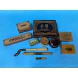 Assorted treen, Mauchline ware etc.