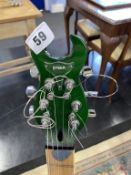 A Burns Steen green electric guitar, with case