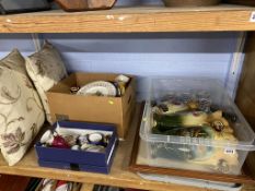 A shelf of assorted items