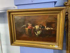 R. J. Gascoigne, oil, signed, dated 1913, 'The Clergy meeting at the table', 345 x 55cm