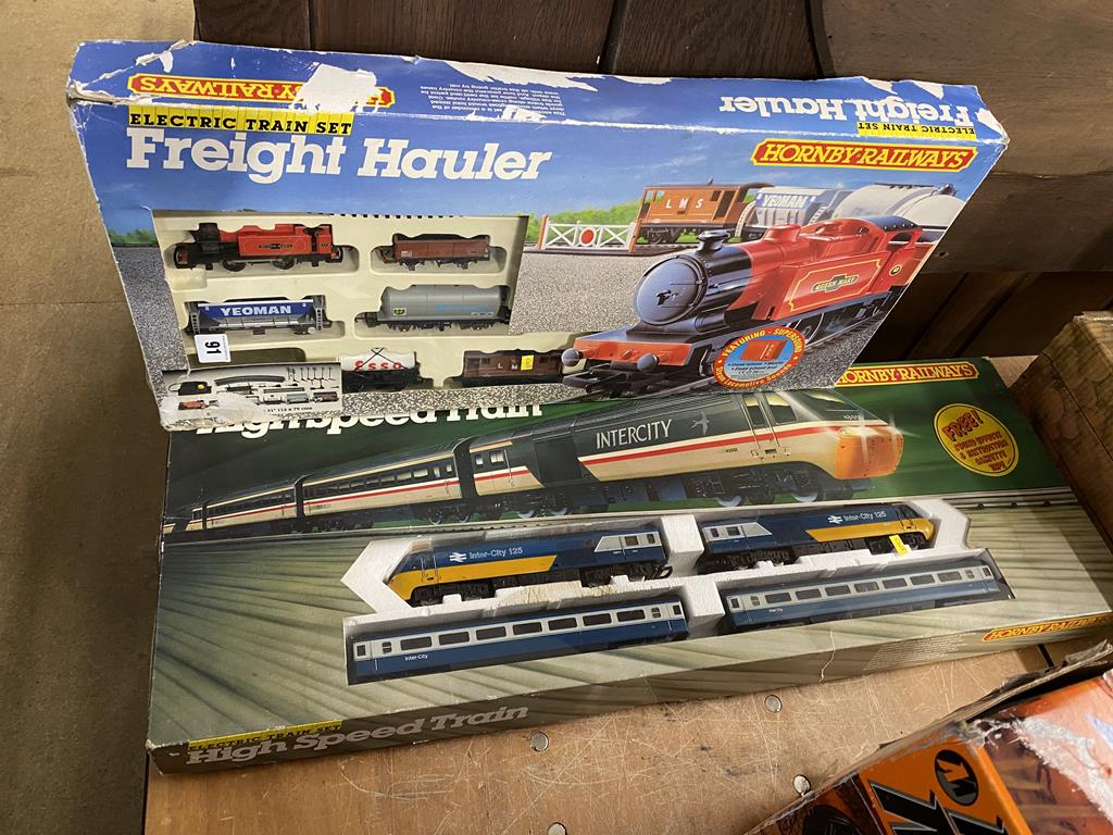 Two boxed Hornby train sets, 'Freight Hauler' and 'High Speed Train'