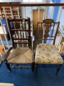 A country chair and an Edwardian single chair