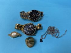 Three fashion watches and costume jewellery