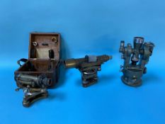 A boxed theodolite by Robson of Newcastle and two other theodolites