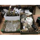 Three boxes of glass and china etc.