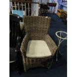 A wicker chair