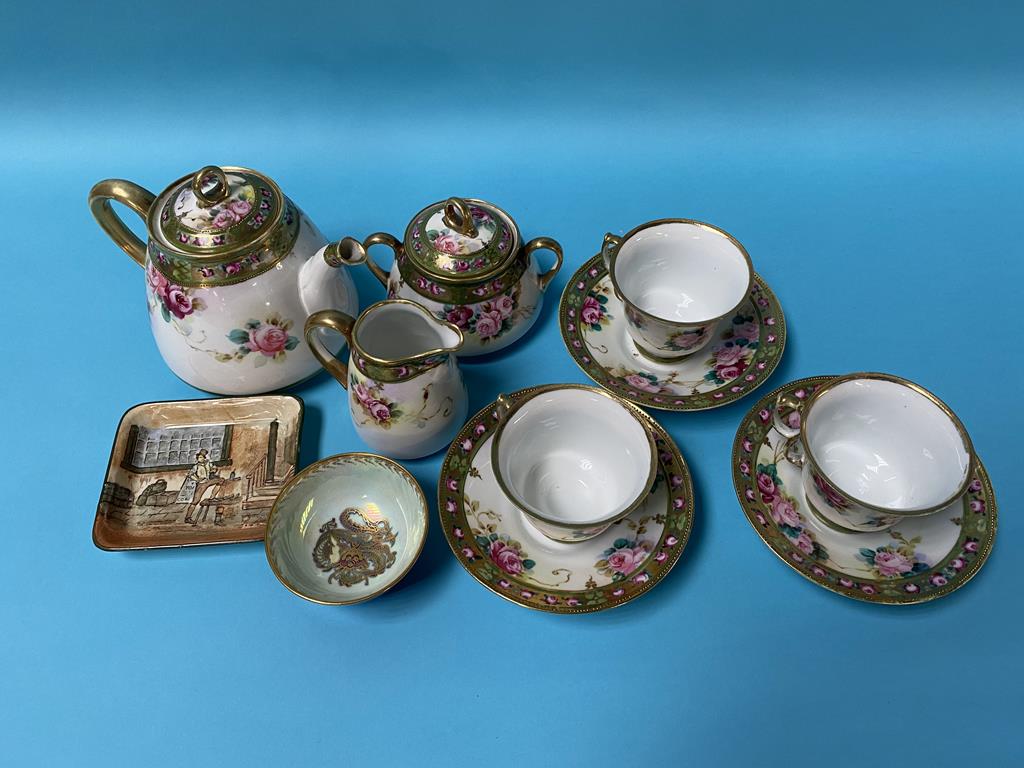 A Noritake tea service, decorated with roses, a small Wedgwood lustreware circular bowl, pattern - Image 2 of 5