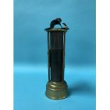 An early brass Davy type Lamp, stamped Robert ??