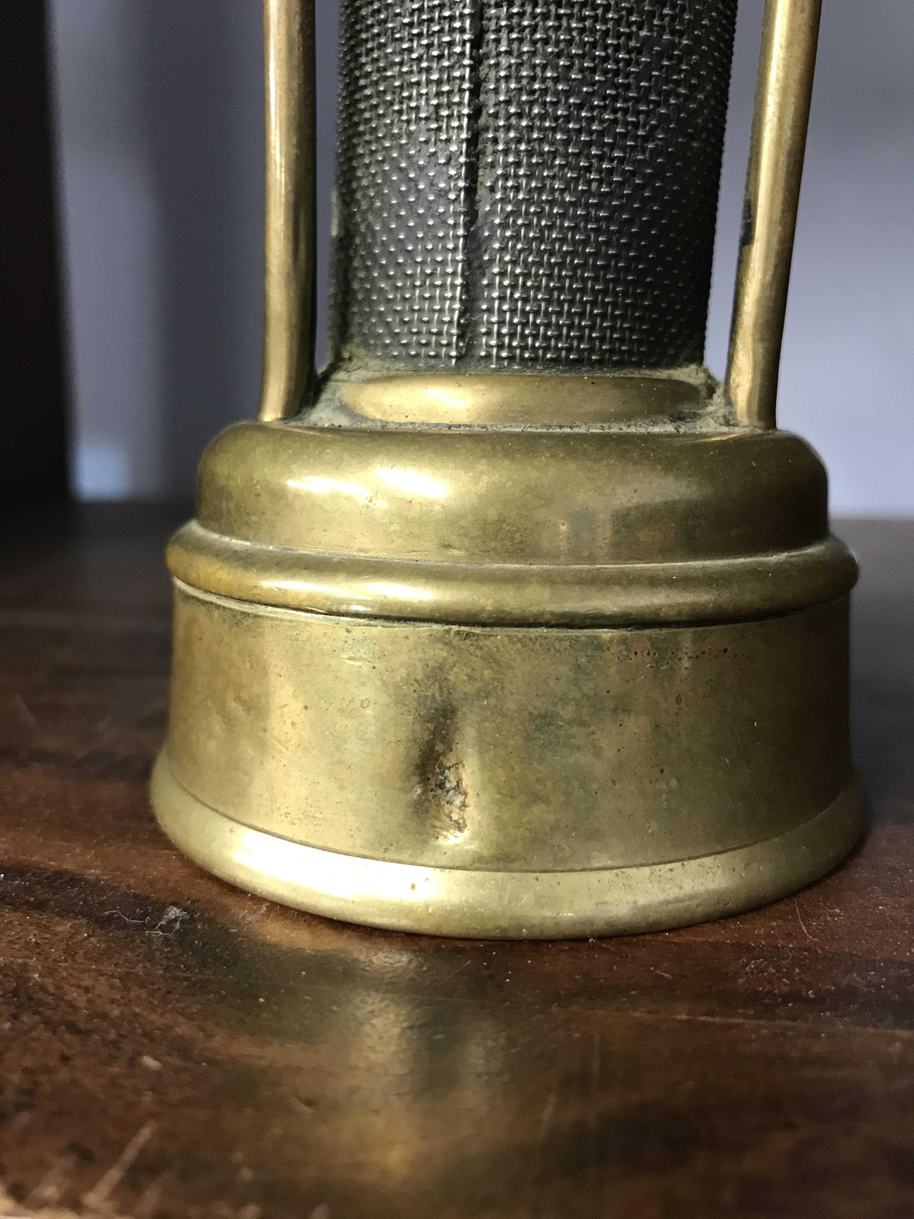 An early brass Davy type Lamp, stamped Robert ?? - Image 4 of 5