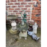 A bird bath and various garden ornaments (6)