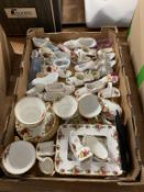 Tray of Royal Albert Old Country Roses tea china