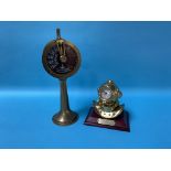 A model Ship's telegraph and a Diver's helmet clock