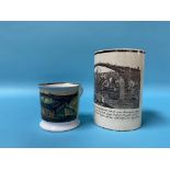 A Victorian Sunderland pottery tankard, 'A South East View of the Iron Bridge over the River Wear'