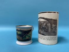 A Victorian Sunderland pottery tankard, 'A South East View of the Iron Bridge over the River Wear'