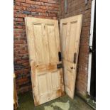 Five pine doors, 82cm wide, 202cm long