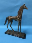 Arthur Dooley (1929-1994), bronze, 'The Horse', supported on a marble plinth, signed and dated 1989,