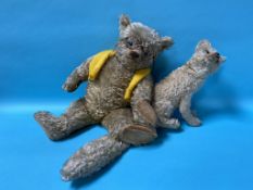A plush jointed Teddy Bear and a fox with swivel head and long bushy tail (2)