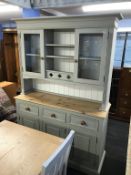 An As New painted pine kitchen dresser, 138cm wide, 45cm deep, 193cm height