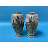 A pair of Japanese Satsuma vases, 18cm high