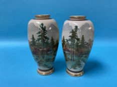 A pair of Japanese Satsuma vases, 18cm high