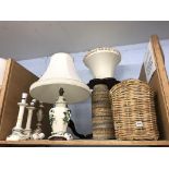 Masons china, table lamp, basket etc.