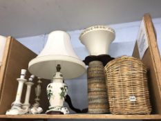 Masons china, table lamp, basket etc.