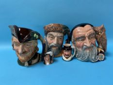 Four Royal Doulton Character jugs and one other