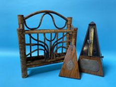 A Victorian walnut Metronome and a bamboo letter rack