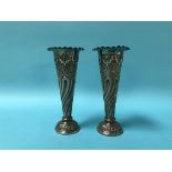 Pair of silver spill vases, with loaded bases