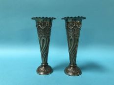Pair of silver spill vases, with loaded bases