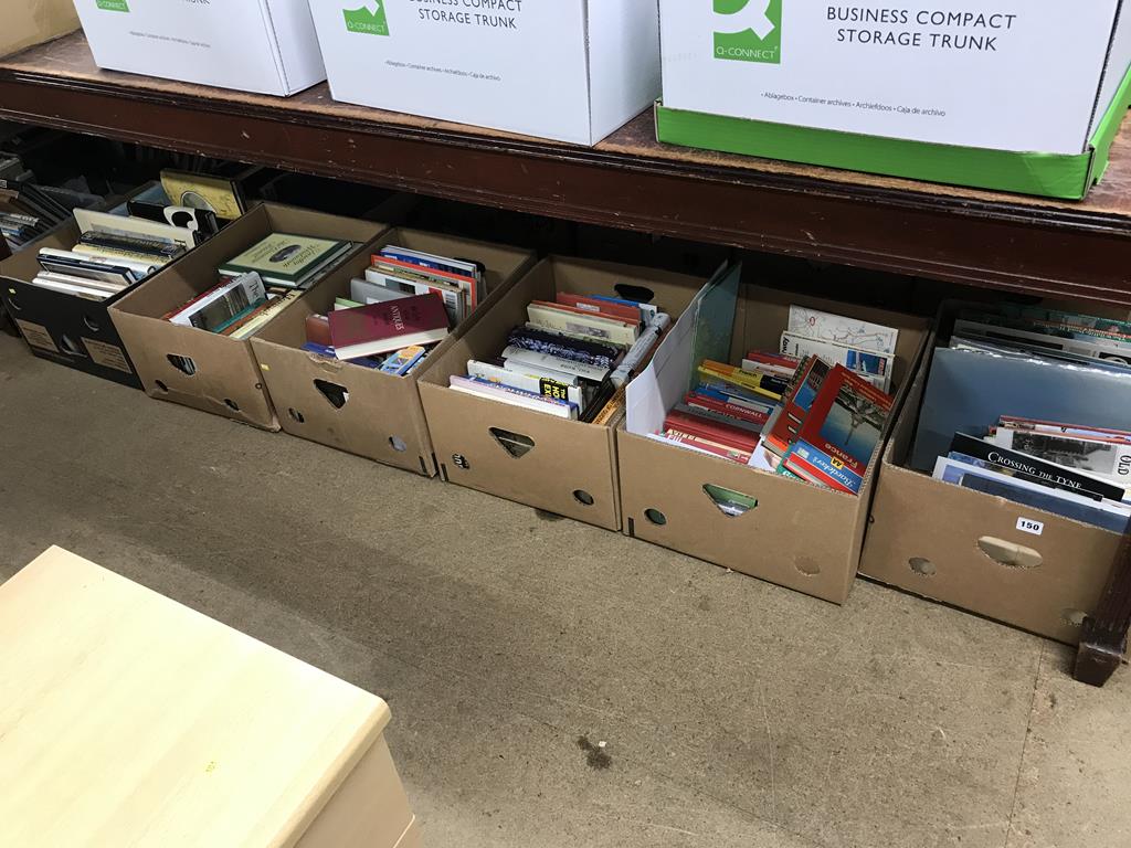 Six boxes of books