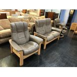 A Stressless Windsor two seater settee, (retails £3,199), a Windsor armchair, (retails £2,609) and a