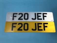 Cherished plate, F20 JEF, held on retention