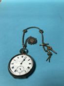 A silver pocket watch and Albert