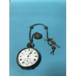 A silver pocket watch and Albert