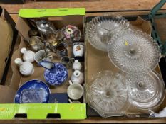 Two trays of assorted to include cake stands