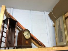 Shelf of assorted to include a mantle clock