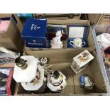 Two boxes to include Royal Doulton figures, Masons china etc.