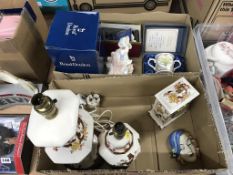 Two boxes to include Royal Doulton figures, Masons china etc.