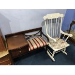 A telephone seat and a rocking chair