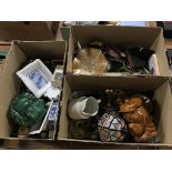 Three boxes of assorted to include brass ware