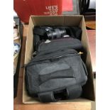 Assorted camera accessories, bags and lenses etc.