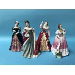 Four Royal Doulton figures, 'Queens of the Realm', Mary Queen of Scots, HN3142, Queen Victoria,