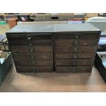 Two wooden filing cabinets