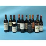 Ten bottles of red wine, to include Chianti, Rioja, Chateau Siran 1986 etc.