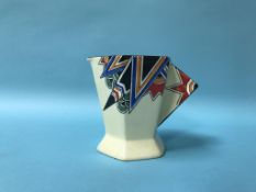 A Maling Anzac pattern Art Deco cream jug, printed and painted with an abstract design of
