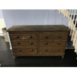 A Victorian scumbled pine double chest of drawers, 145cm wide, 83cm long, 49cm deep