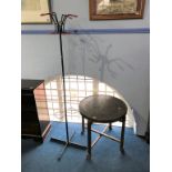 A 1960's retro coat stand and an Indian folding brass table
